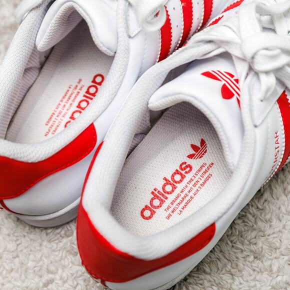 Adidas Superstar White Better Scarlet Red Sneakers Mens 8.5 Womens 10 IG9367 - Picture 14 of 16